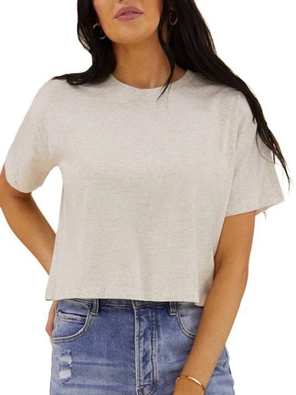 Rachel Parcell RP Oatmeal
Heathered Crop Tee xxs